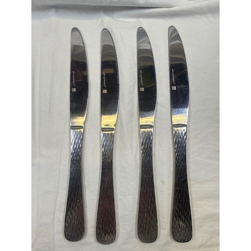 Hampton Forge Signature Hammered Stainless Steel Steak Knives Set of 4 Silver